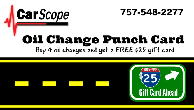 Picture of our oil change punch card