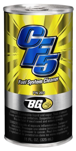 A can of BG CF5, sporting its regular sleek gold label