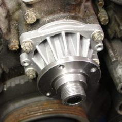Picture of new water pump, after an engine cooling system service